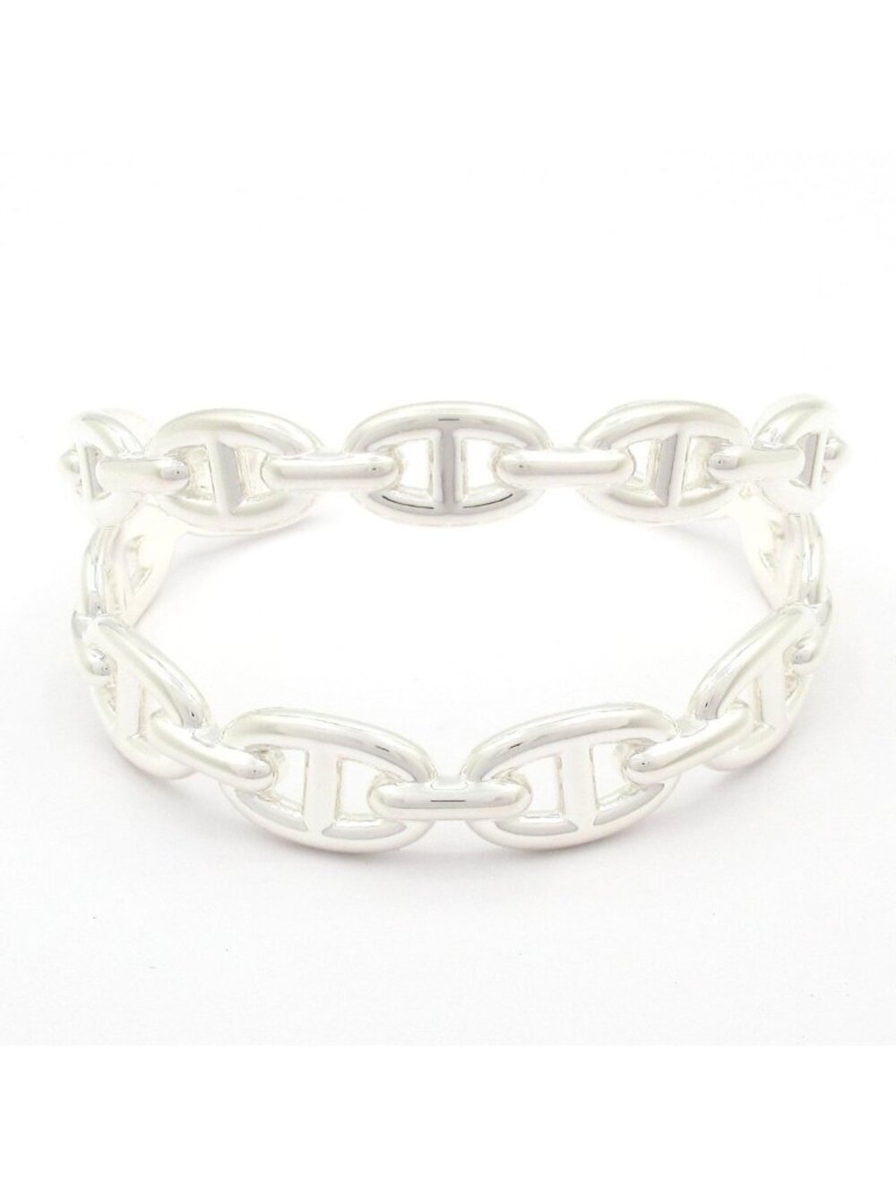 Hermes Bangle Chaine D'ancre Enchainee Double Silver Bracelet